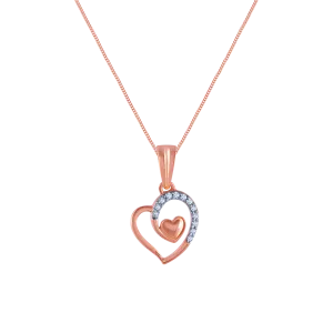 14k (585) Rose Gold And Diamond Pendant For Women