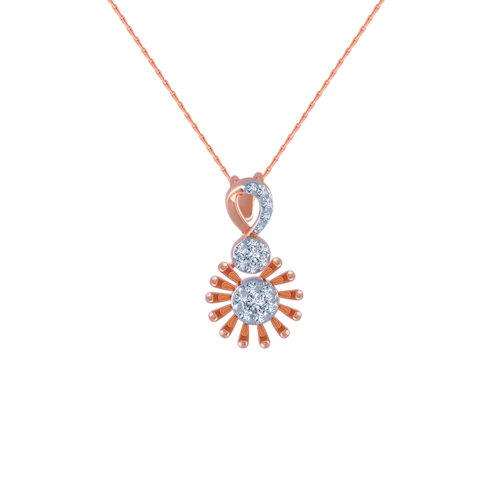14k (585) Rose Gold And Diamond Pendant For Women