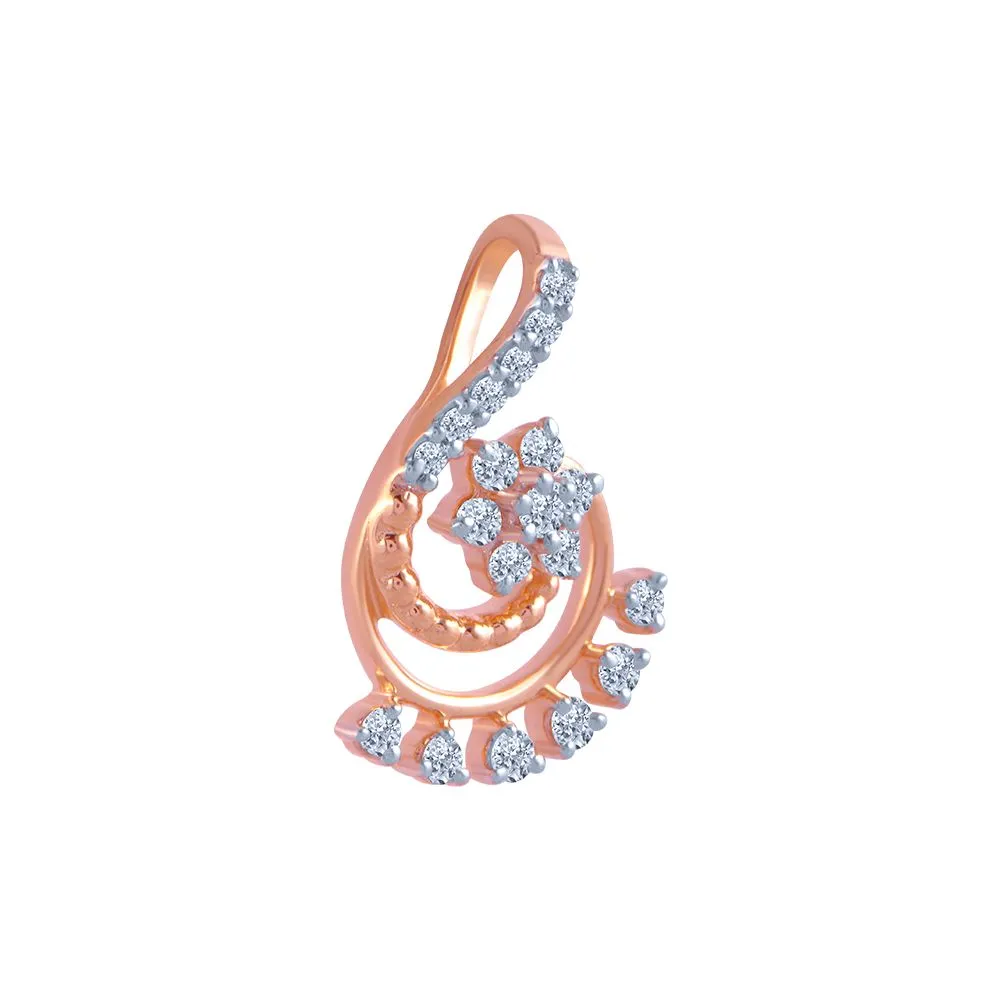 14k (585) Rose Gold And Diamond Pendant For Women