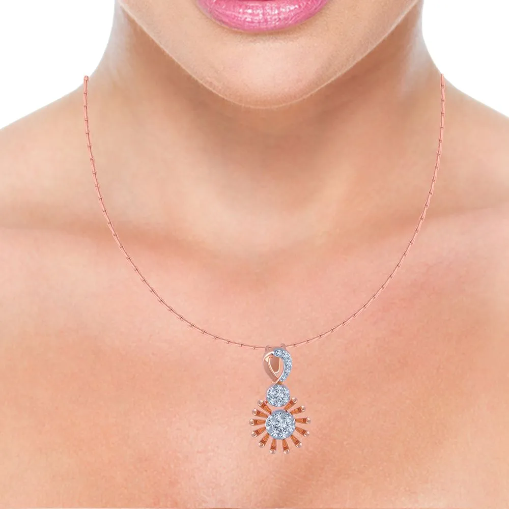 14k (585) Rose Gold And Diamond Pendant For Women