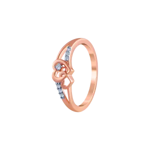 14k (585) Rose Gold And Diamond Ring For Women