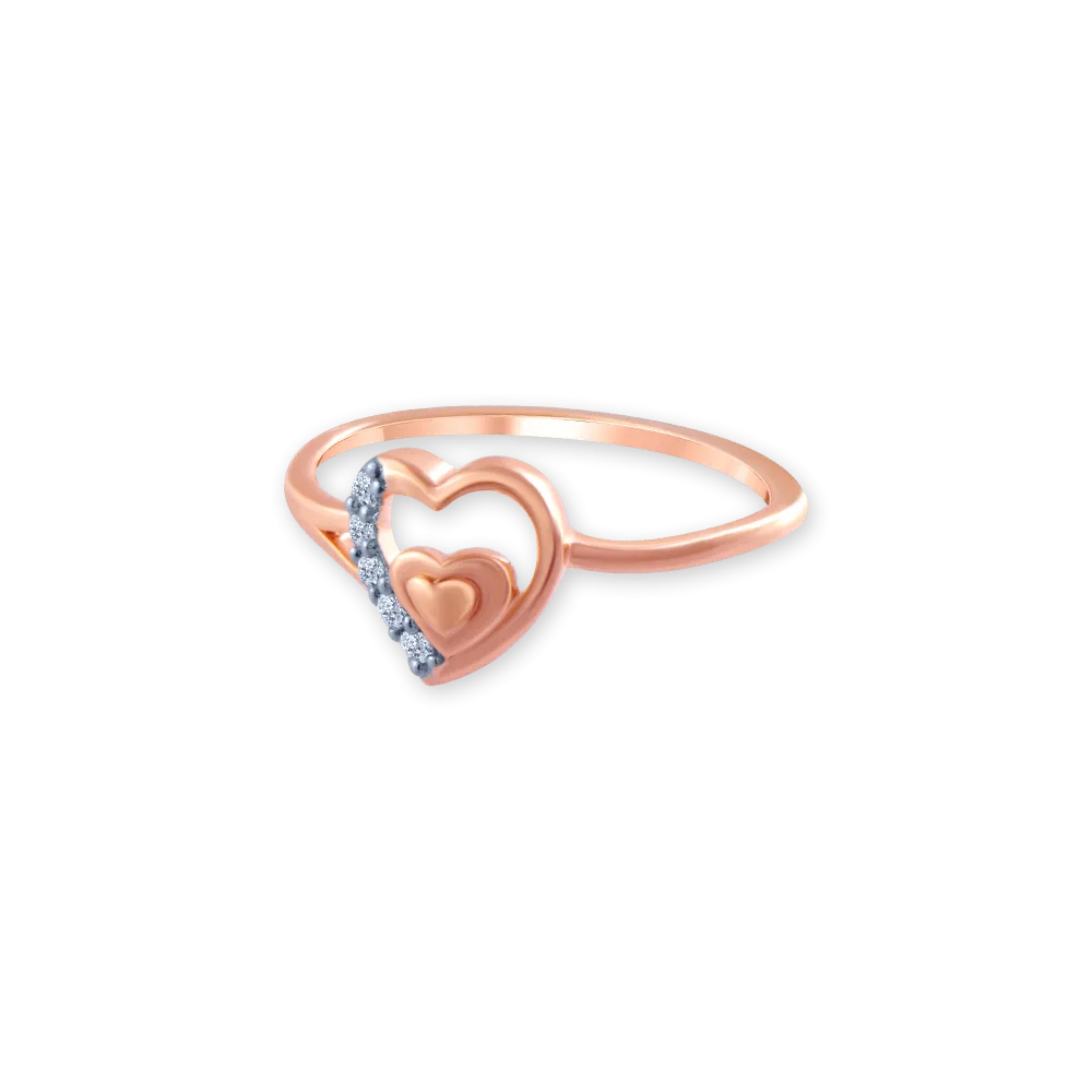 14k (585) Rose Gold And Diamond Ring For Women