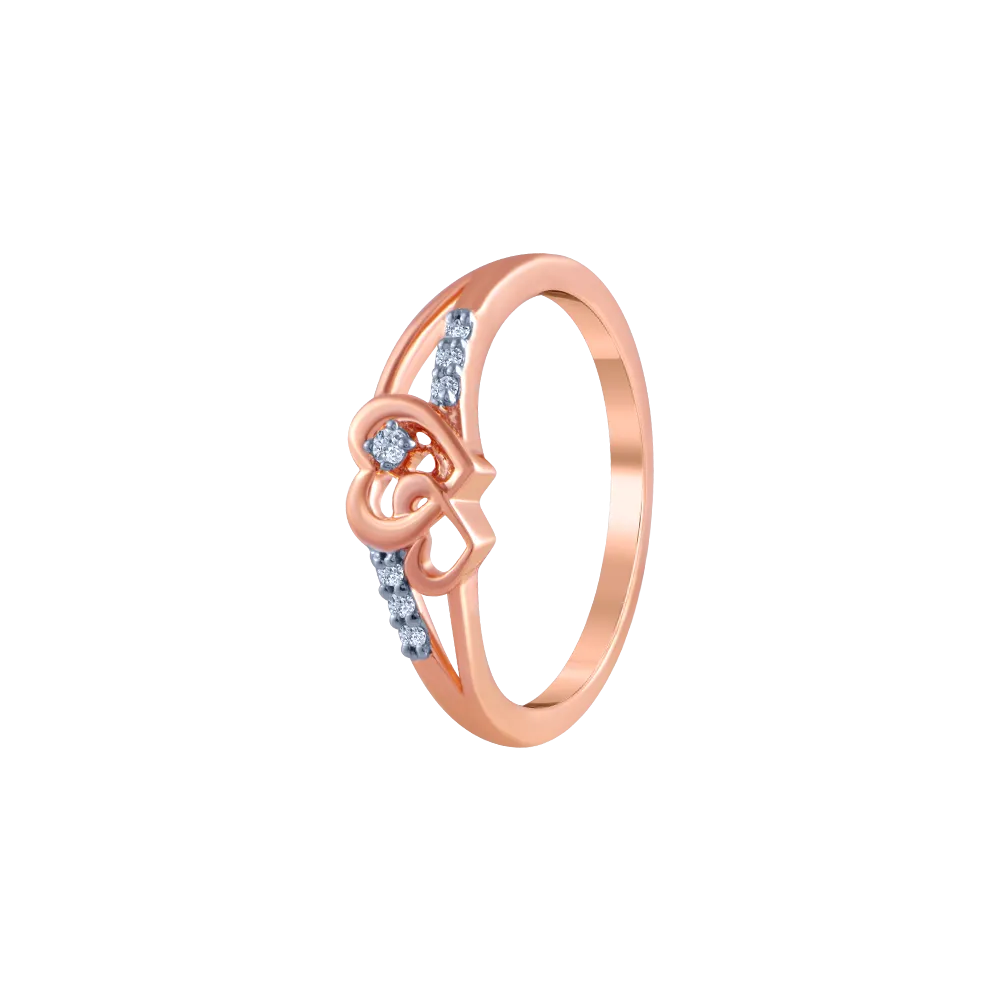 14k (585) Rose Gold And Diamond Ring For Women