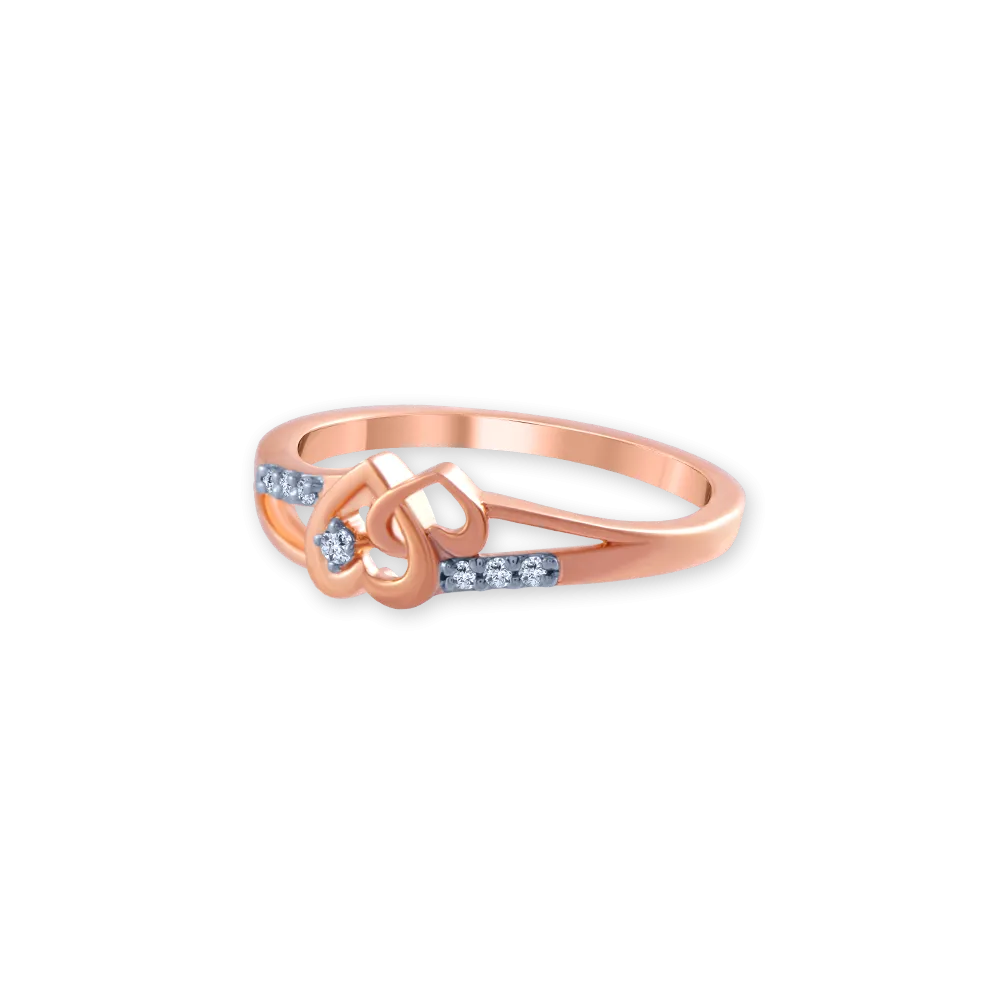 14k (585) Rose Gold And Diamond Ring For Women