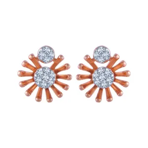 14k (585) Rose Gold And Diamond Stud Earrings For Women