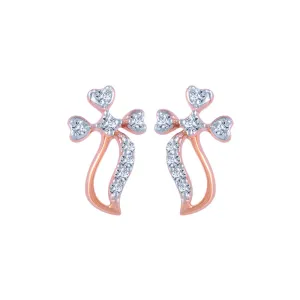 14k (585) Rose Gold And Diamond Stud Earrings For Women