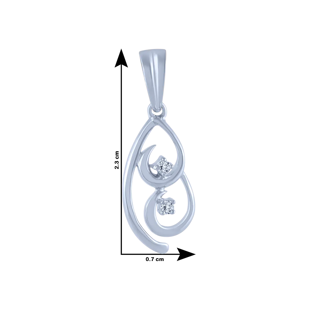 14k (585) White Gold And Diamond Pendant For Women