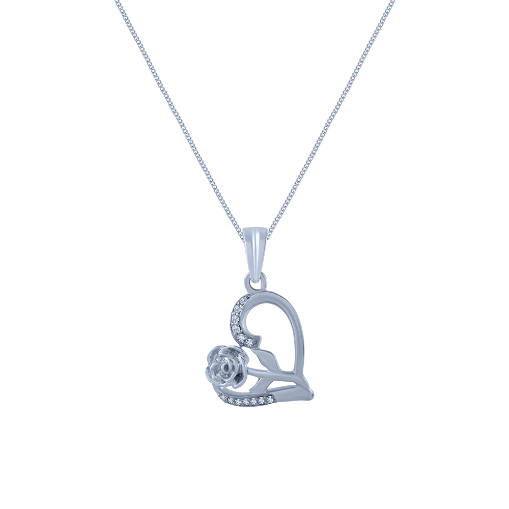 14k (585) White Gold And Diamond Pendant For Women