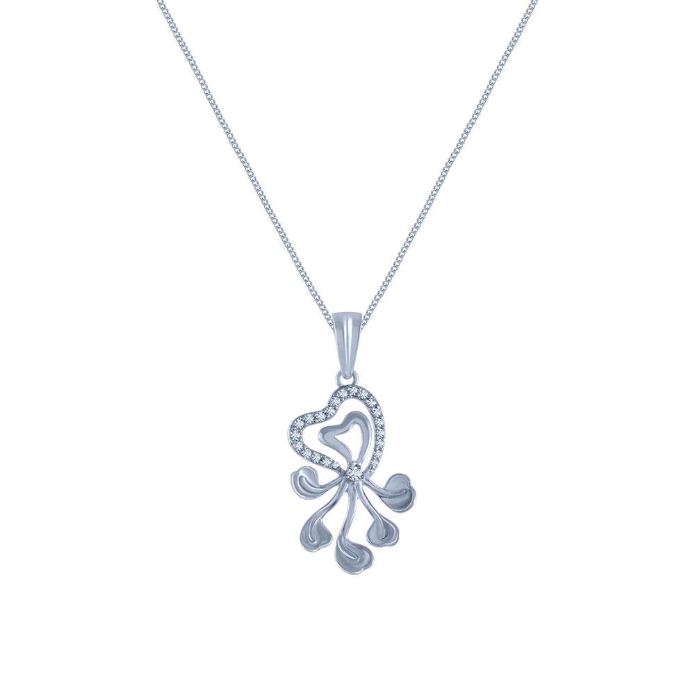 14k (585) White Gold And Diamond Pendant For Women