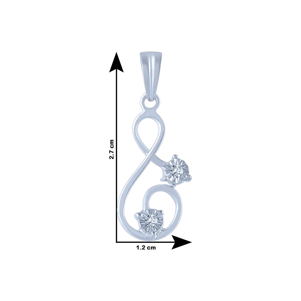 14k (585) White Gold And Diamond Pendant For Women