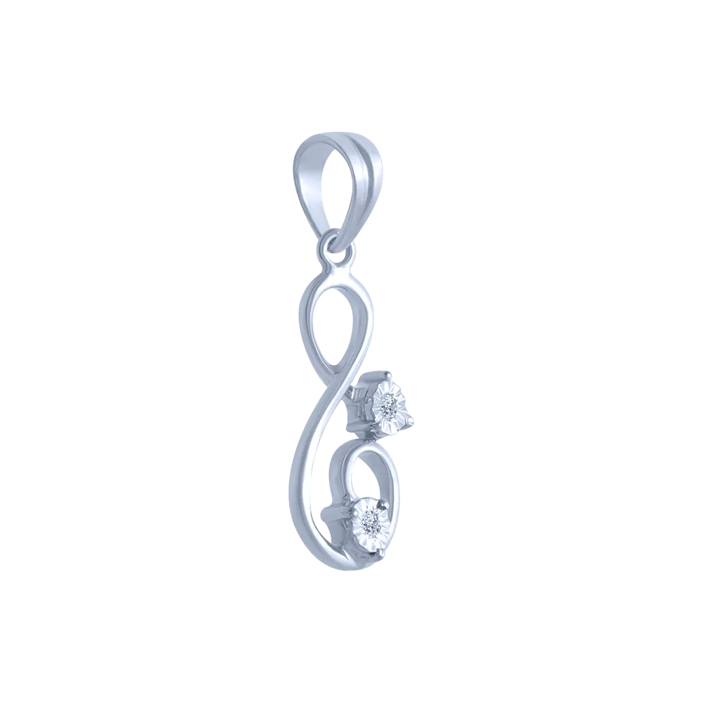 14k (585) White Gold And Diamond Pendant For Women