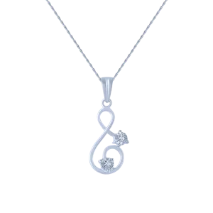 14k (585) White Gold And Diamond Pendant For Women