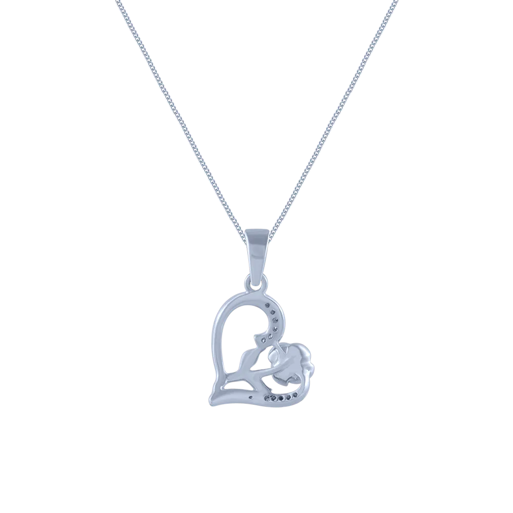 14k (585) White Gold And Diamond Pendant For Women