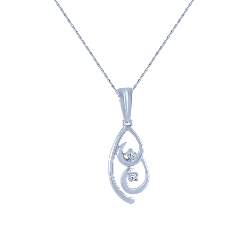 14k (585) White Gold And Diamond Pendant For Women