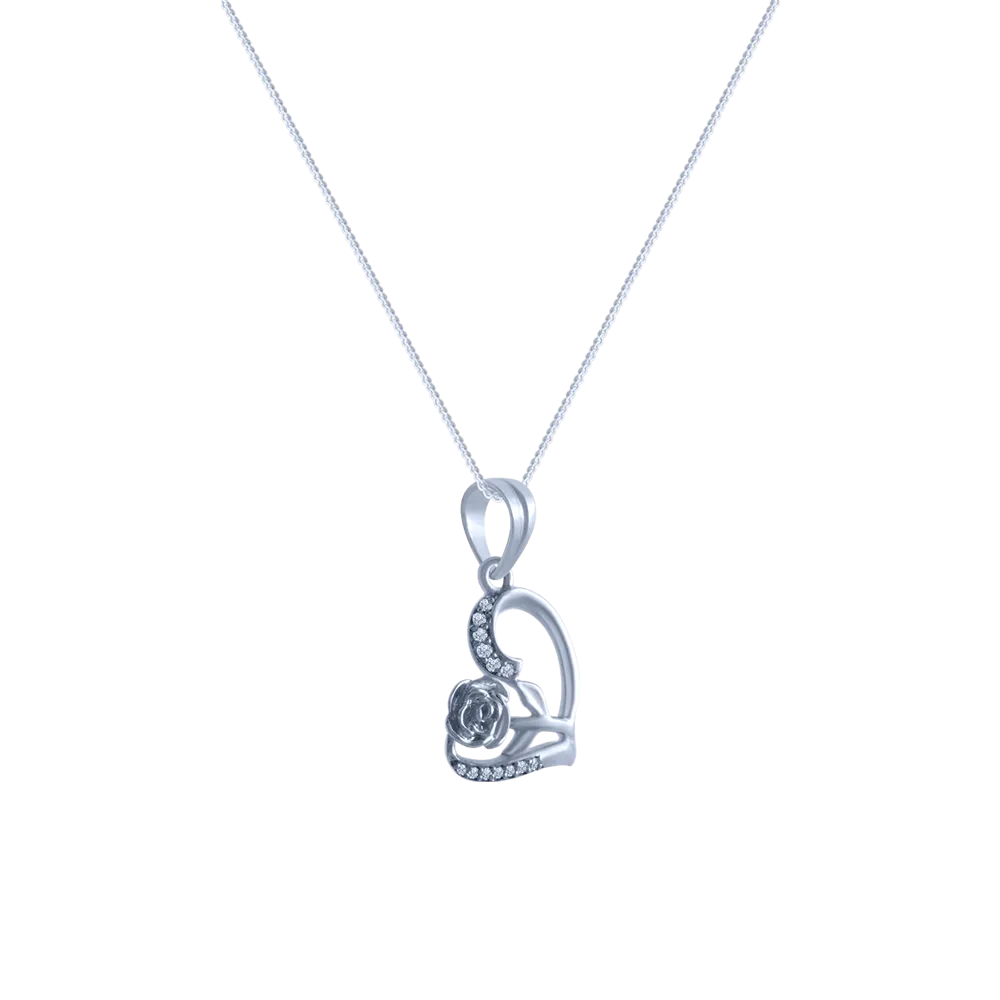 14k (585) White Gold And Diamond Pendant For Women