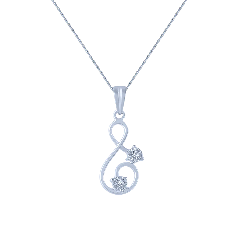 14k (585) White Gold And Diamond Pendant For Women