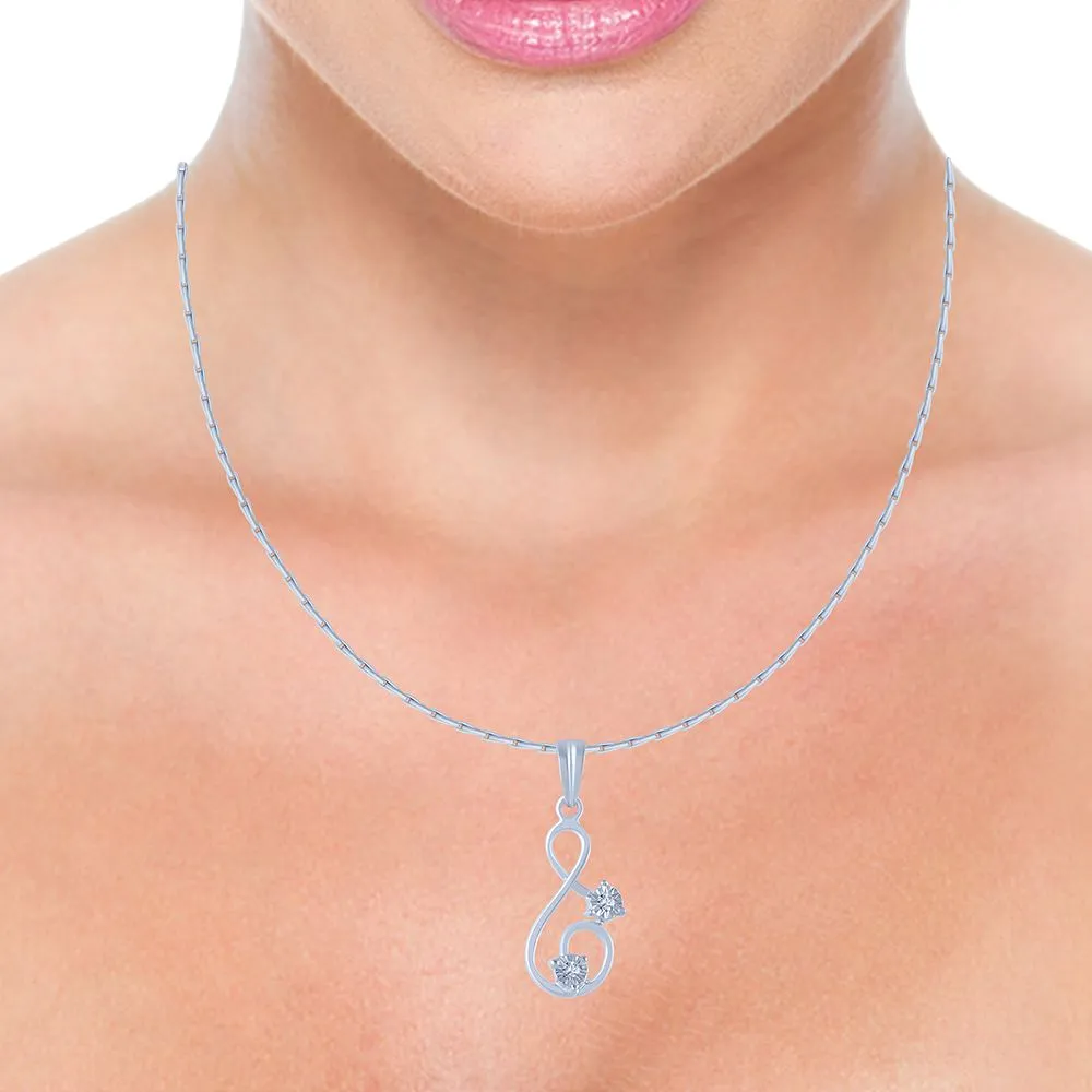 14k (585) White Gold And Diamond Pendant For Women