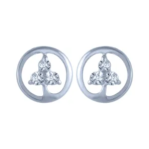 14k (585) White Gold And Diamond Stud Earrings For Women