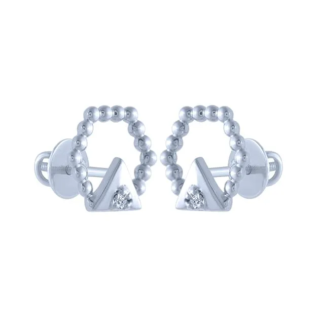 14k (585) White Gold And Diamond Stud Earrings For Women