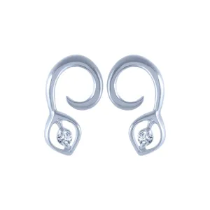 14k (585) White Gold And Diamond Stud Earrings For Women
