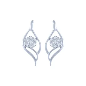 14k (585) White Gold And Diamond Stud Earrings For Women