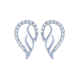 14k (585) White Gold And Diamond Stud Earrings For Women