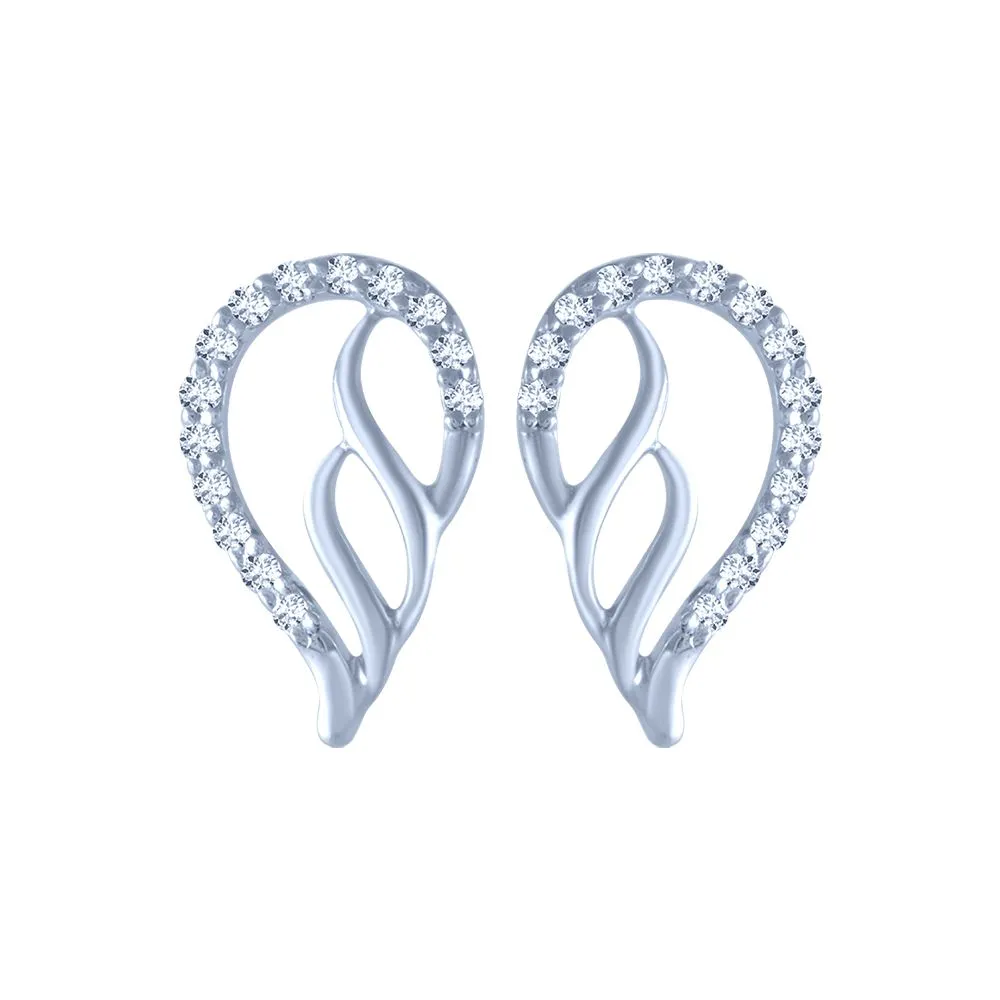 14k (585) White Gold And Diamond Stud Earrings For Women