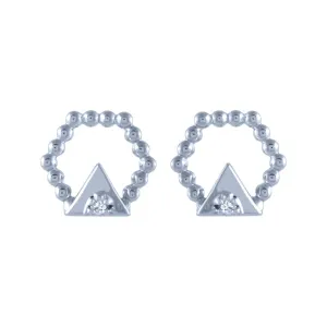 14k (585) White Gold And Diamond Stud Earrings For Women