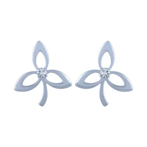 14k (585) White Gold And Diamond Stud Earrings For Women