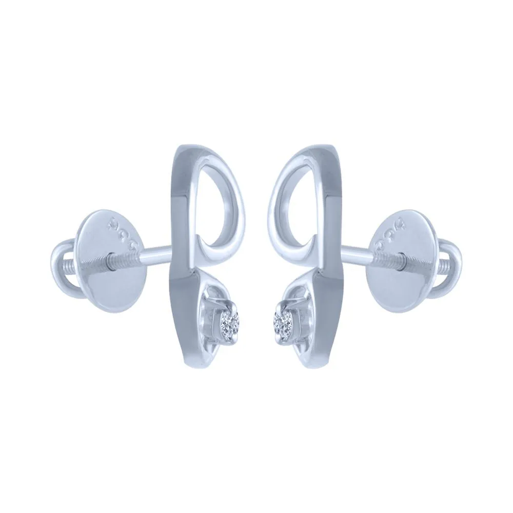 14k (585) White Gold And Diamond Stud Earrings For Women