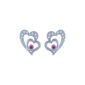14k (585) White Gold And Diamond Stud Earrings For Women