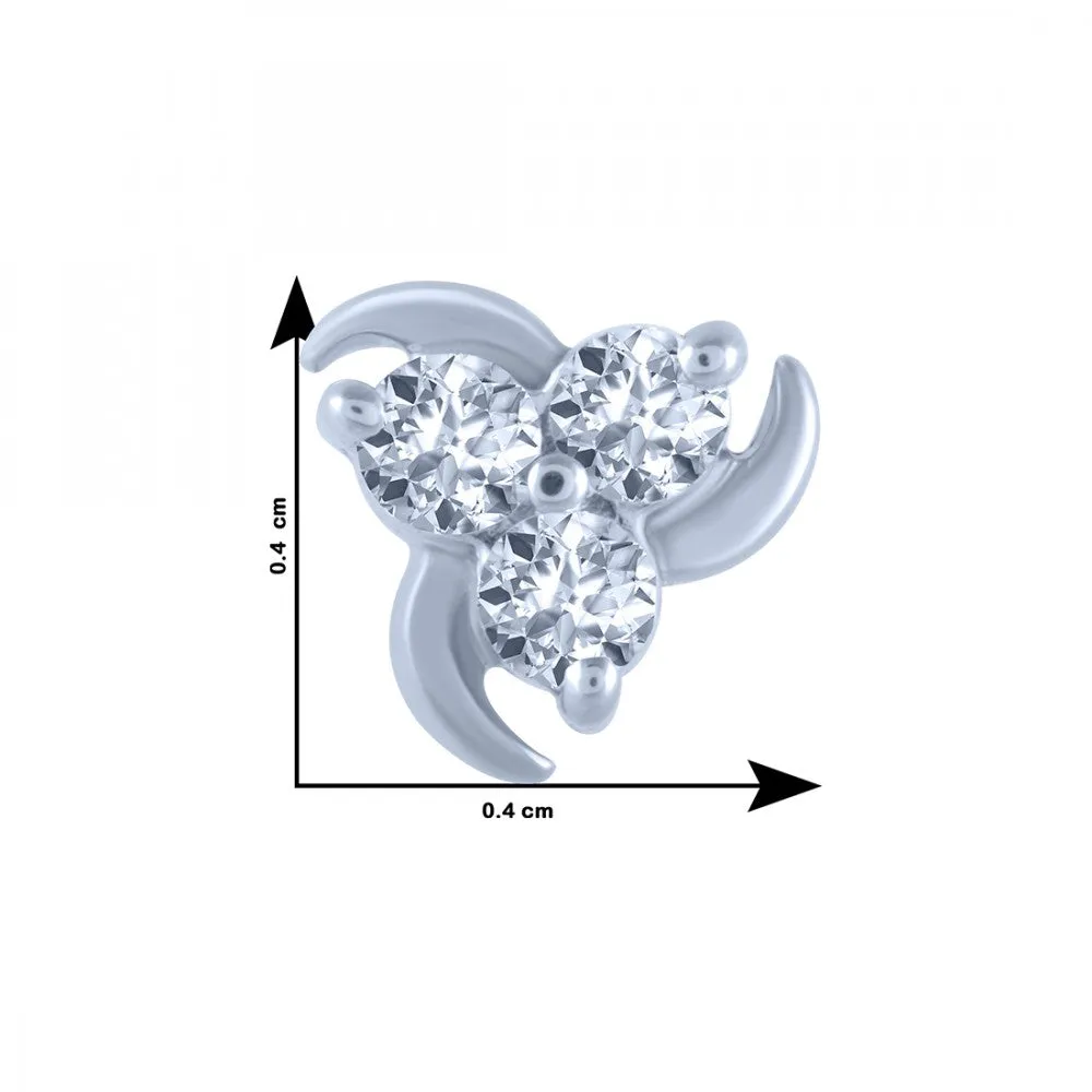 14k (585) White Gold And Diamond Stud Earrings For Women