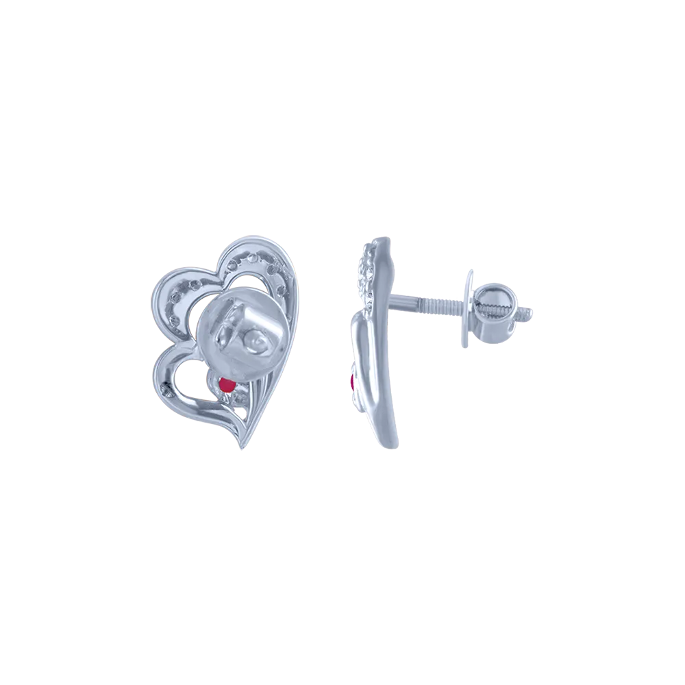 14k (585) White Gold And Diamond Stud Earrings For Women