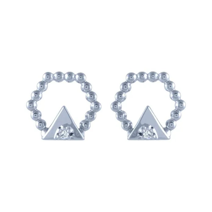 14k (585) White Gold And Diamond Stud Earrings For Women