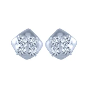 14k (585) White Gold And Diamond Stud Earrings For Women