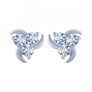14k (585) White Gold And Diamond Stud Earrings For Women