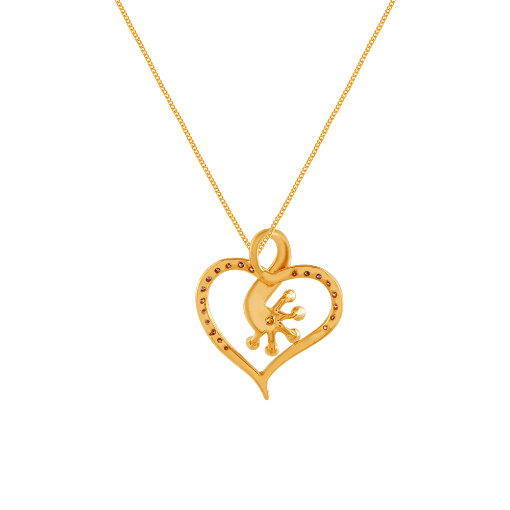 14k (585) Yellow Gold And Diamond Pendant For Women