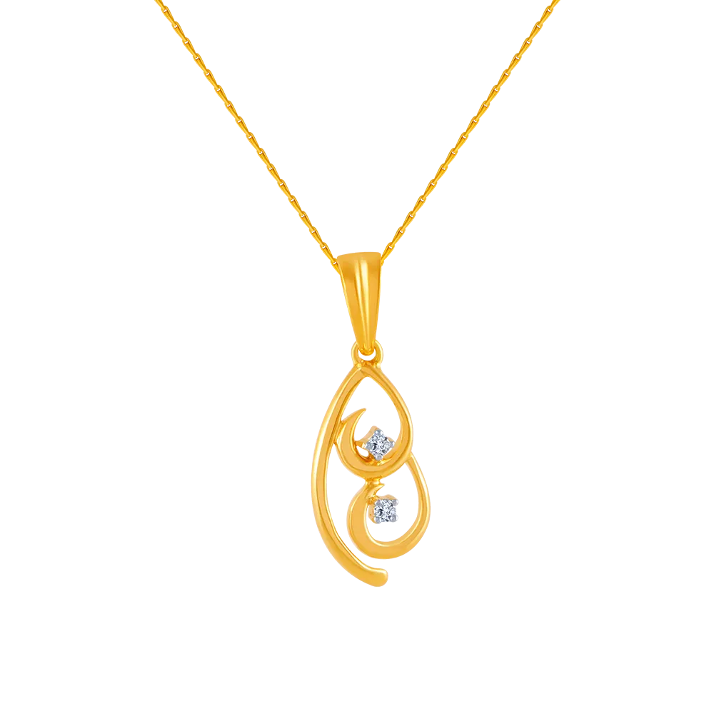 14k (585) Yellow Gold And Diamond Pendant For Women