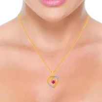14k (585) Yellow Gold And Diamond Pendant For Women