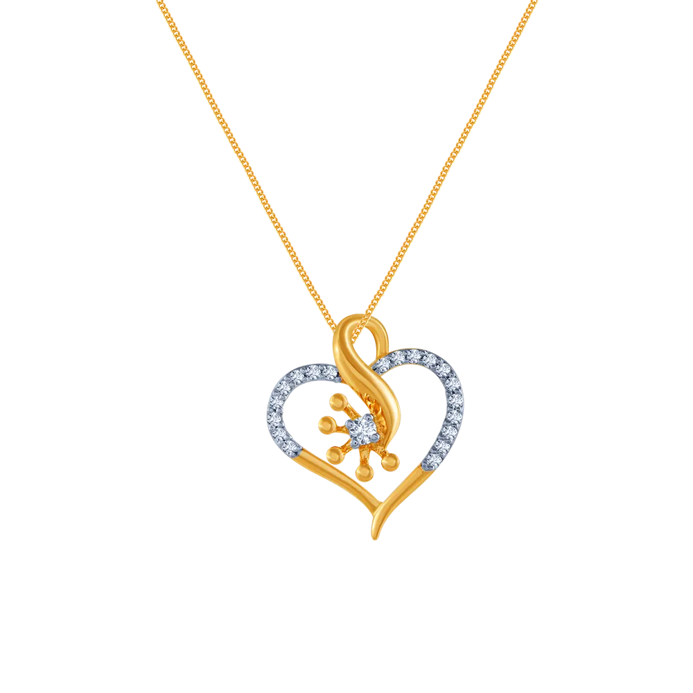 14k (585) Yellow Gold And Diamond Pendant For Women