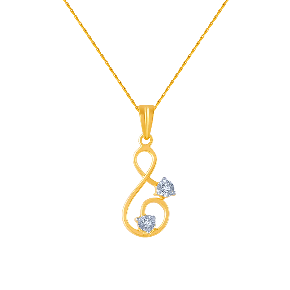 14k (585) Yellow Gold And Diamond Pendant For Women