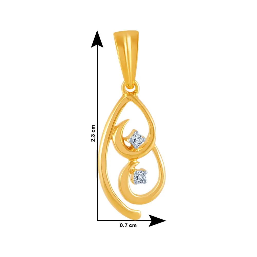 14k (585) Yellow Gold And Diamond Pendant For Women
