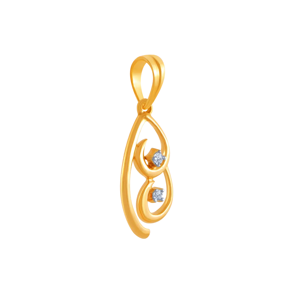 14k (585) Yellow Gold And Diamond Pendant For Women