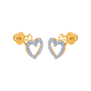 14k (585) Yellow Gold And Diamond Stud Earrings For Women