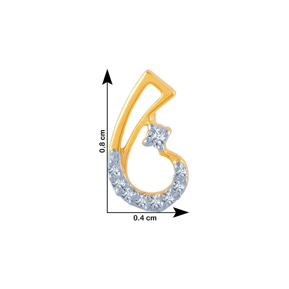 14k (585) Yellow Gold And Diamond Stud Earrings For Women
