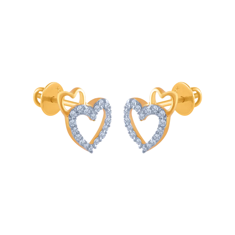 14k (585) Yellow Gold And Diamond Stud Earrings For Women