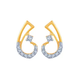 14k (585) Yellow Gold And Diamond Stud Earrings For Women