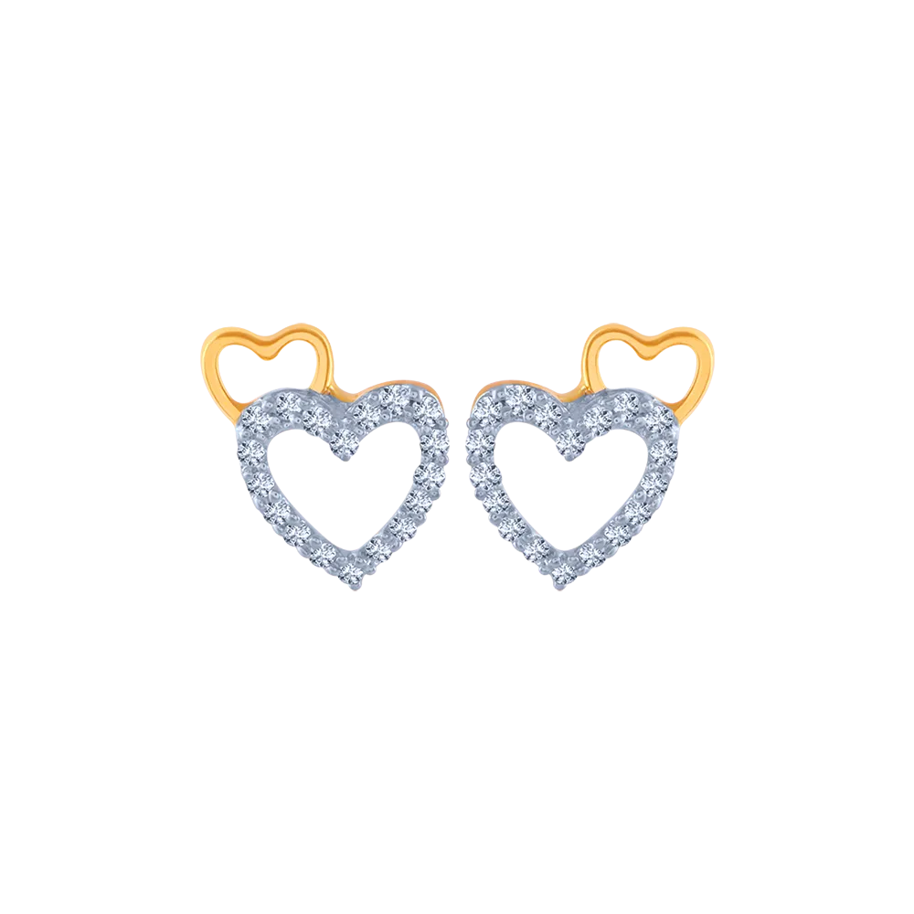 14k (585) Yellow Gold And Diamond Stud Earrings For Women