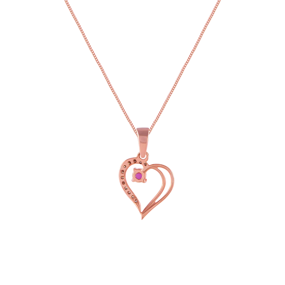 18k (750) Rose Gold And Diamond Pendant For Women