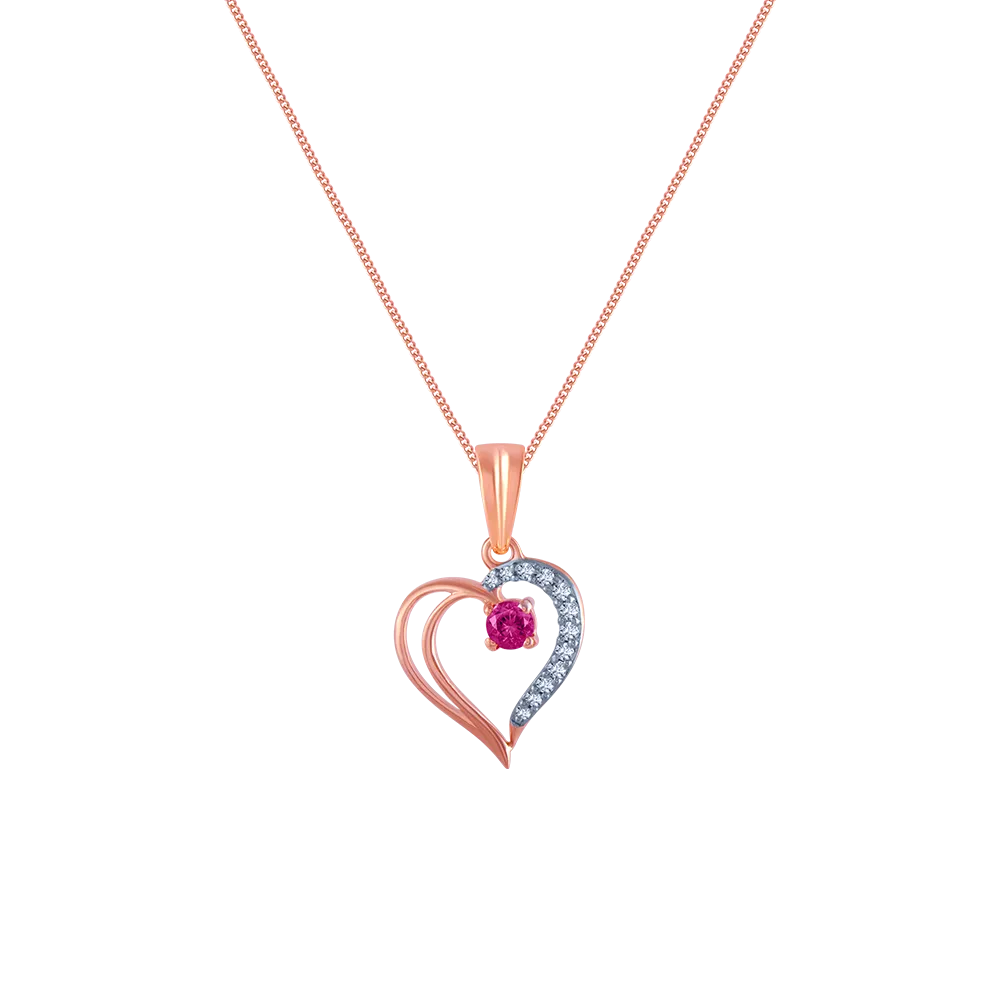 18k (750) Rose Gold And Diamond Pendant For Women
